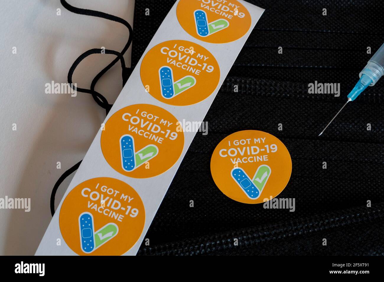 Adesivo "ho ottenuto il mio vaccino COVID-19", Stati Uniti Foto Stock