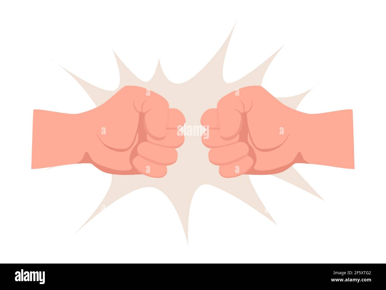 Due pugni umani punzonando, urlando a vicenda vettore piatto illustrazione isolato su sfondo bianco. Conflitto, confronto, concorrenza, lotta, concetto di resistenza. Illustrazione Vettoriale