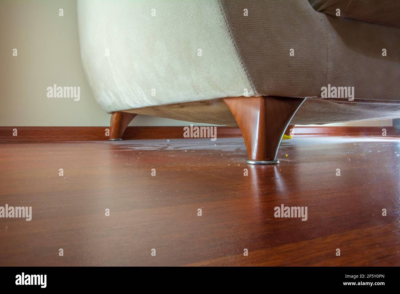 Cumulo di polvere sotto il divano Foto Stock