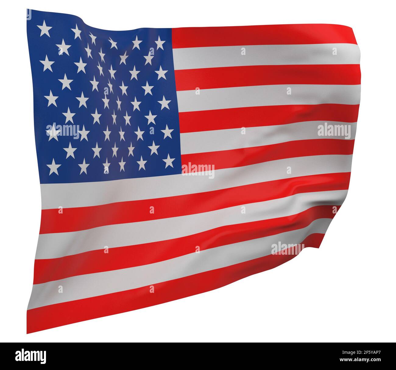 Bandiera degli Stati Uniti d'America isolata. Striscione ondulato. Bandiera nazionale degli Stati Uniti d'America Foto Stock