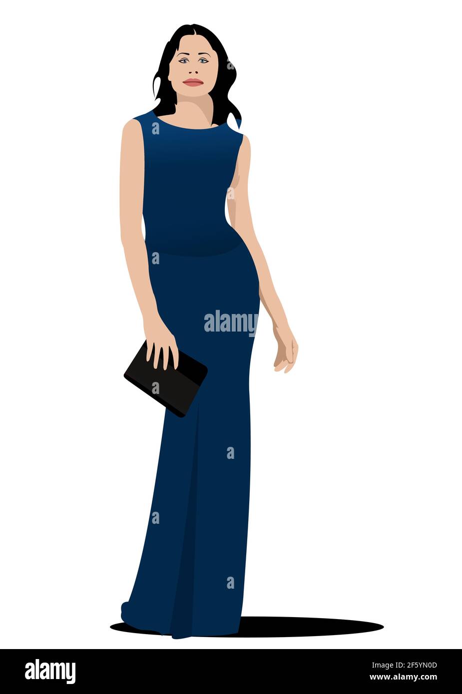 Giovane donna in abito da sera. Abito da sera. Illustrazione vettoriale 3d Illustrazione Vettoriale