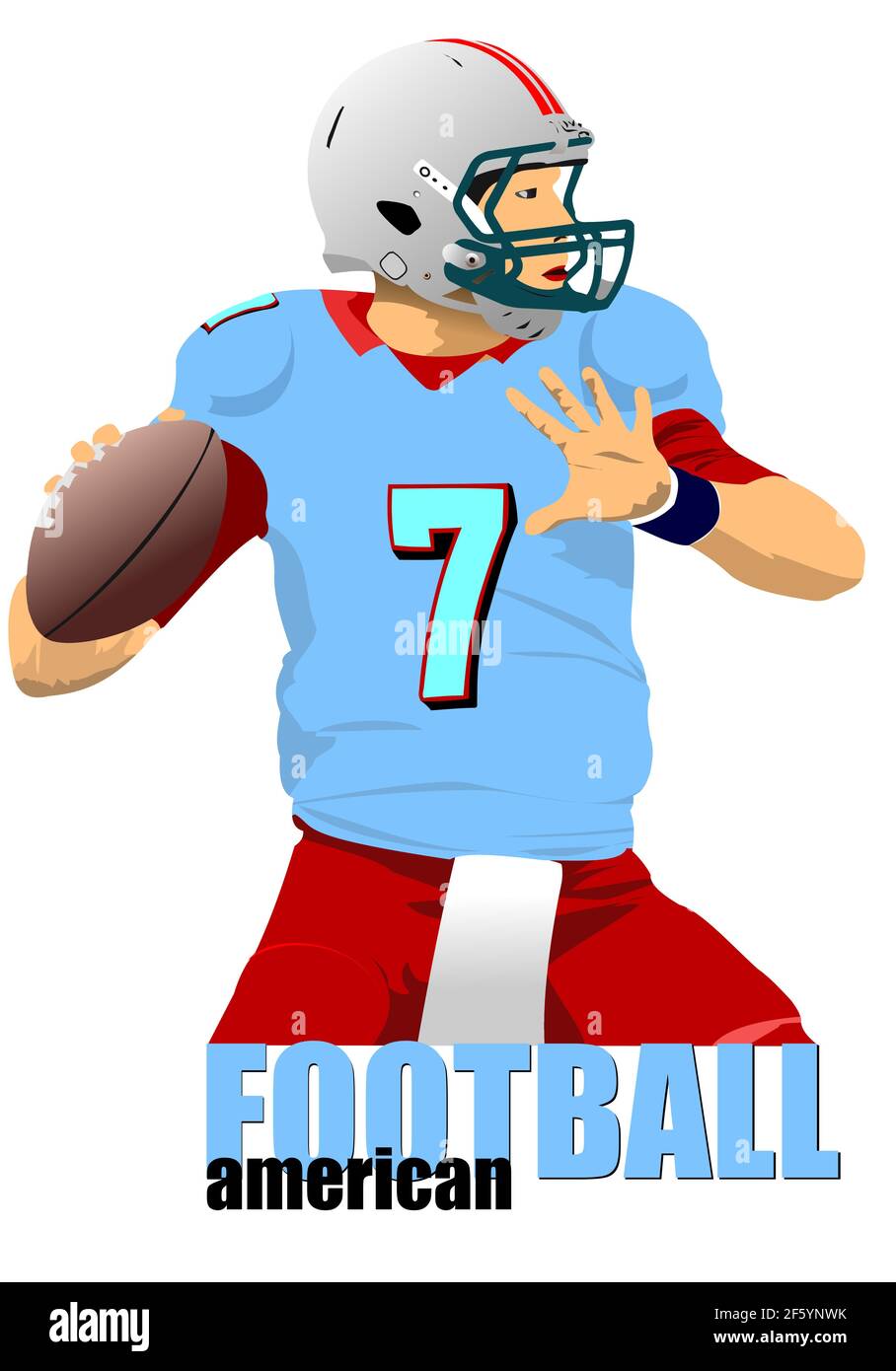 La silhouette del giocatore di calcio americano in azione. Illustrazione vettoriale 3d Illustrazione Vettoriale