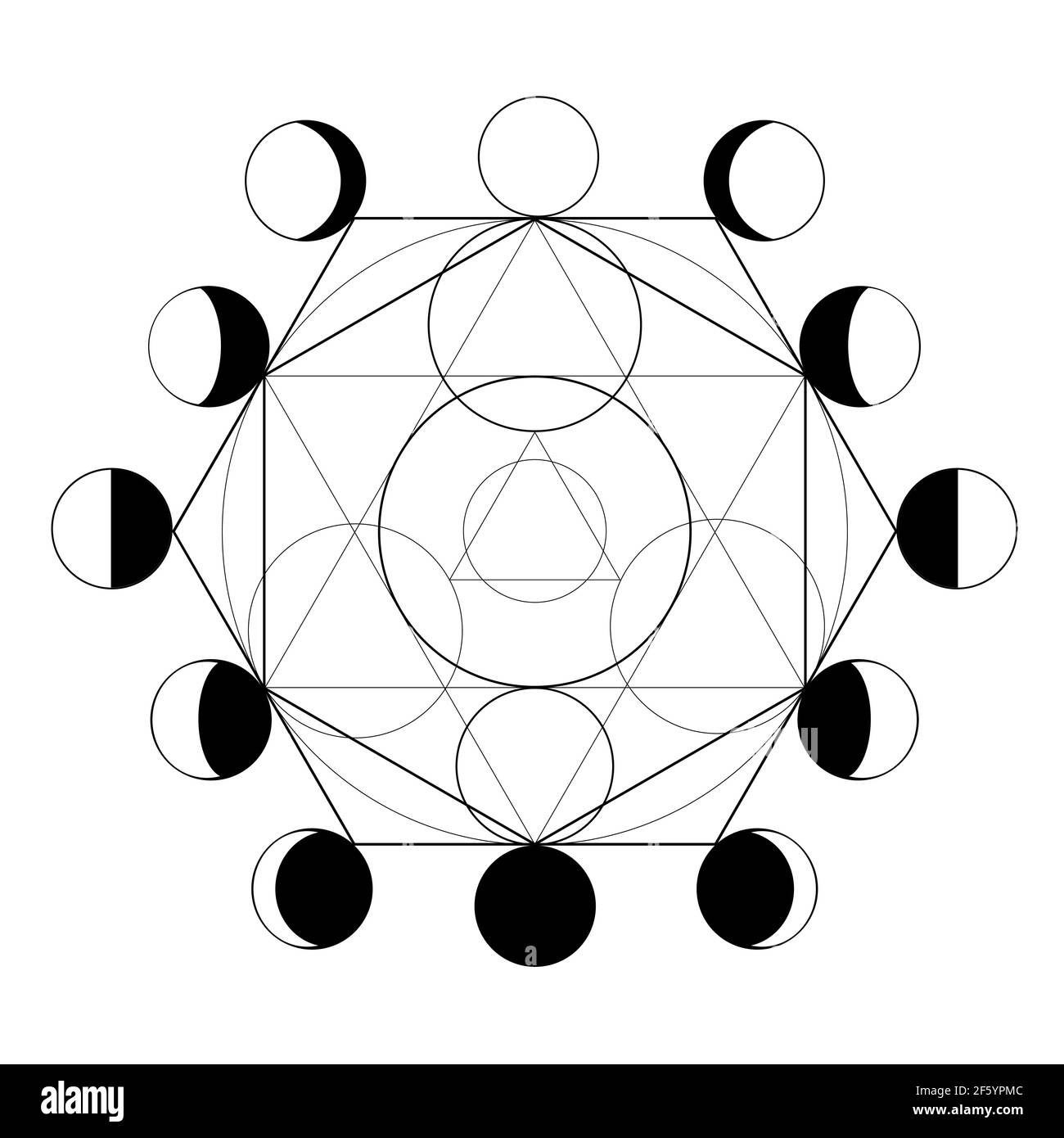 Simbolo delle fasi alchimiche e lunari Illustrazione Vettoriale