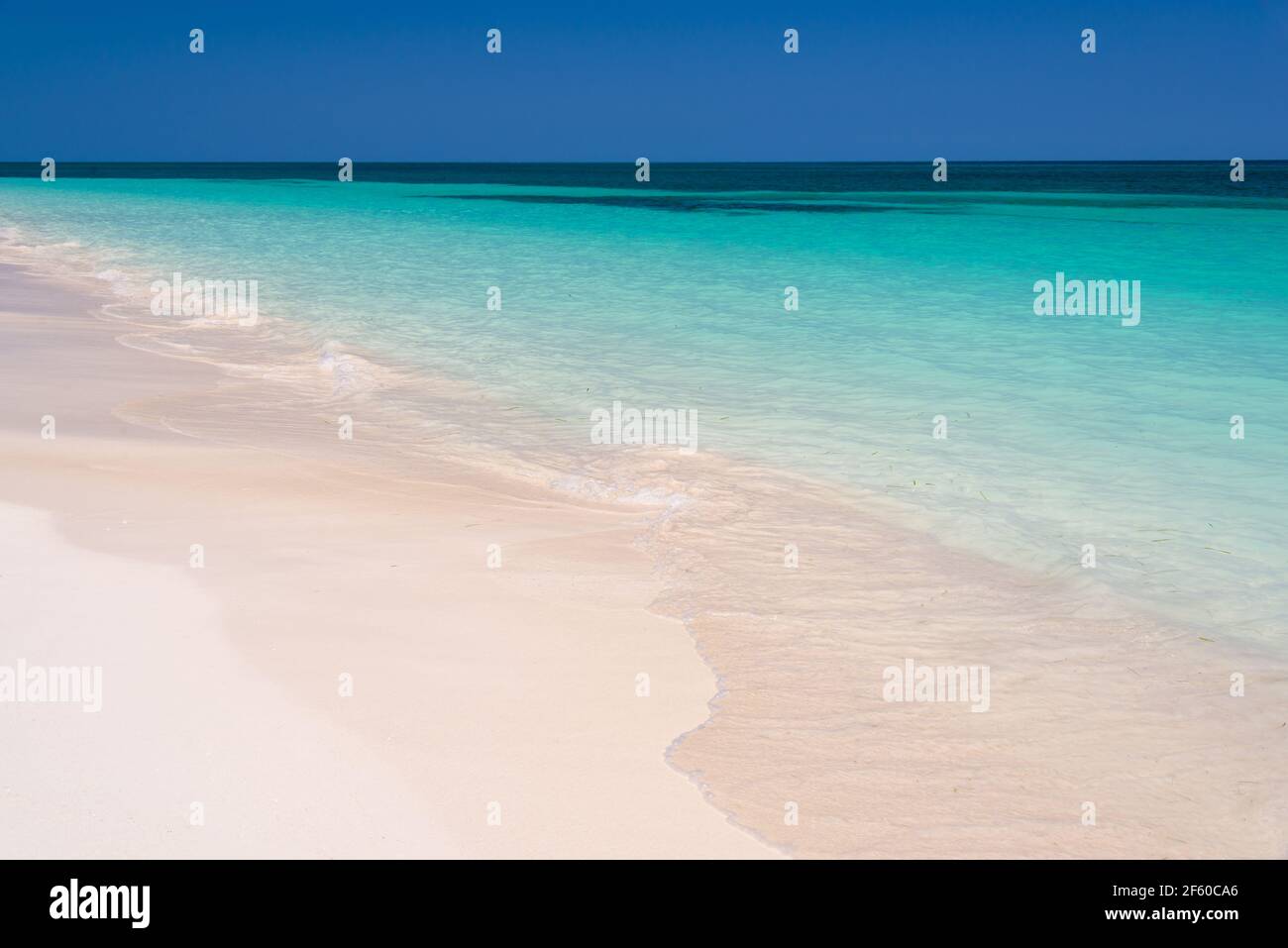 Perfetta spiaggia tropicale e laguna, sfondo estivo con spazio copia Foto Stock