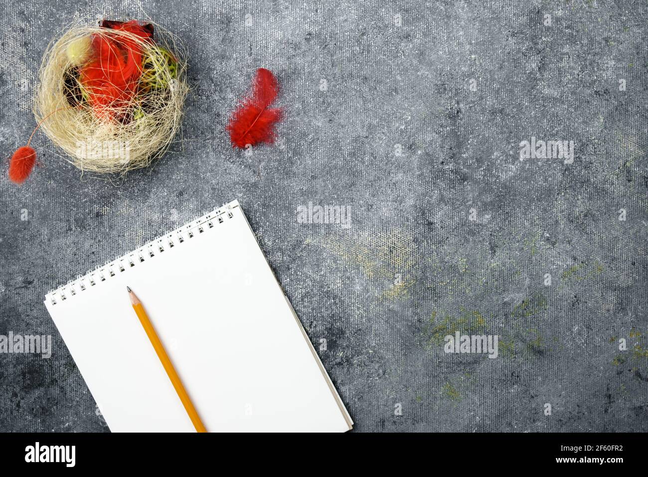 elementi su uno sfondo scuro con texture Foto Stock