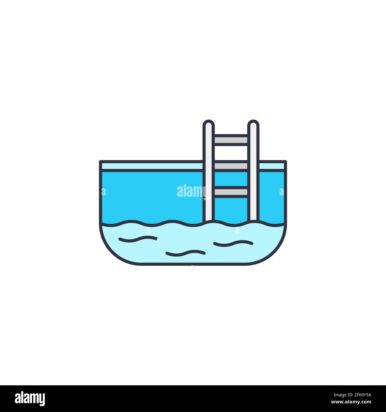 Piscina con icona a scala isolata su sfondo bianco. Imposta icone pulsanti quadrati colorati. Illustrazione vettoriale Illustrazione Vettoriale