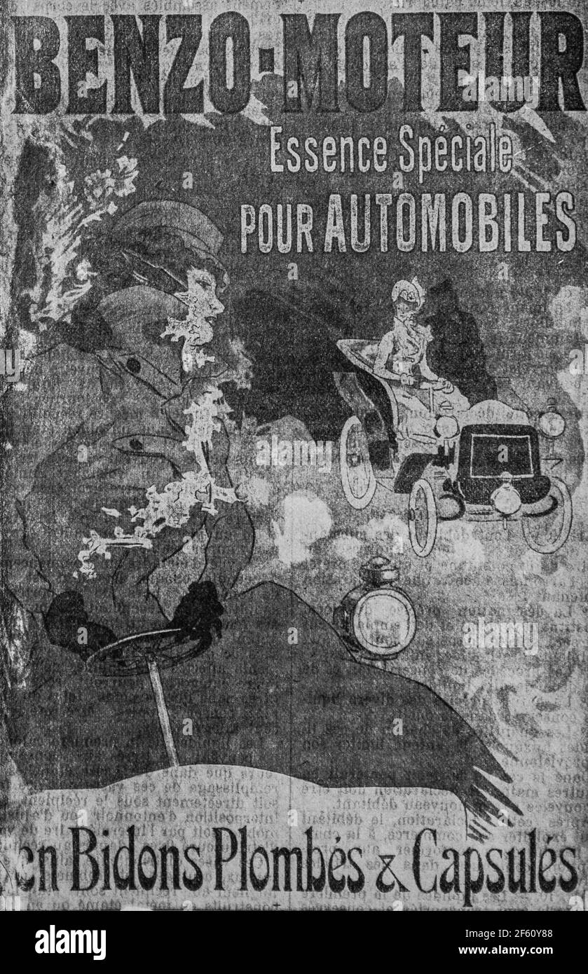 publicite essence pour automobiles, annuaire de l'epicerie française,1911 Foto Stock