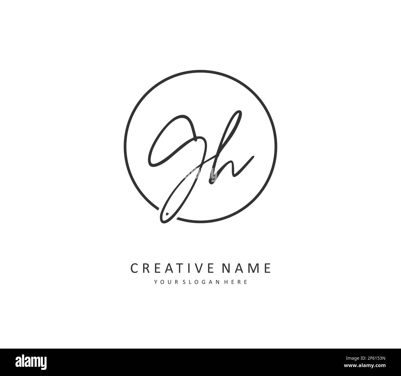 G H GH scrittura a mano della lettera iniziale e logo della firma. Un logo iniziale di calligrafia concettuale con elemento modello. Illustrazione Vettoriale