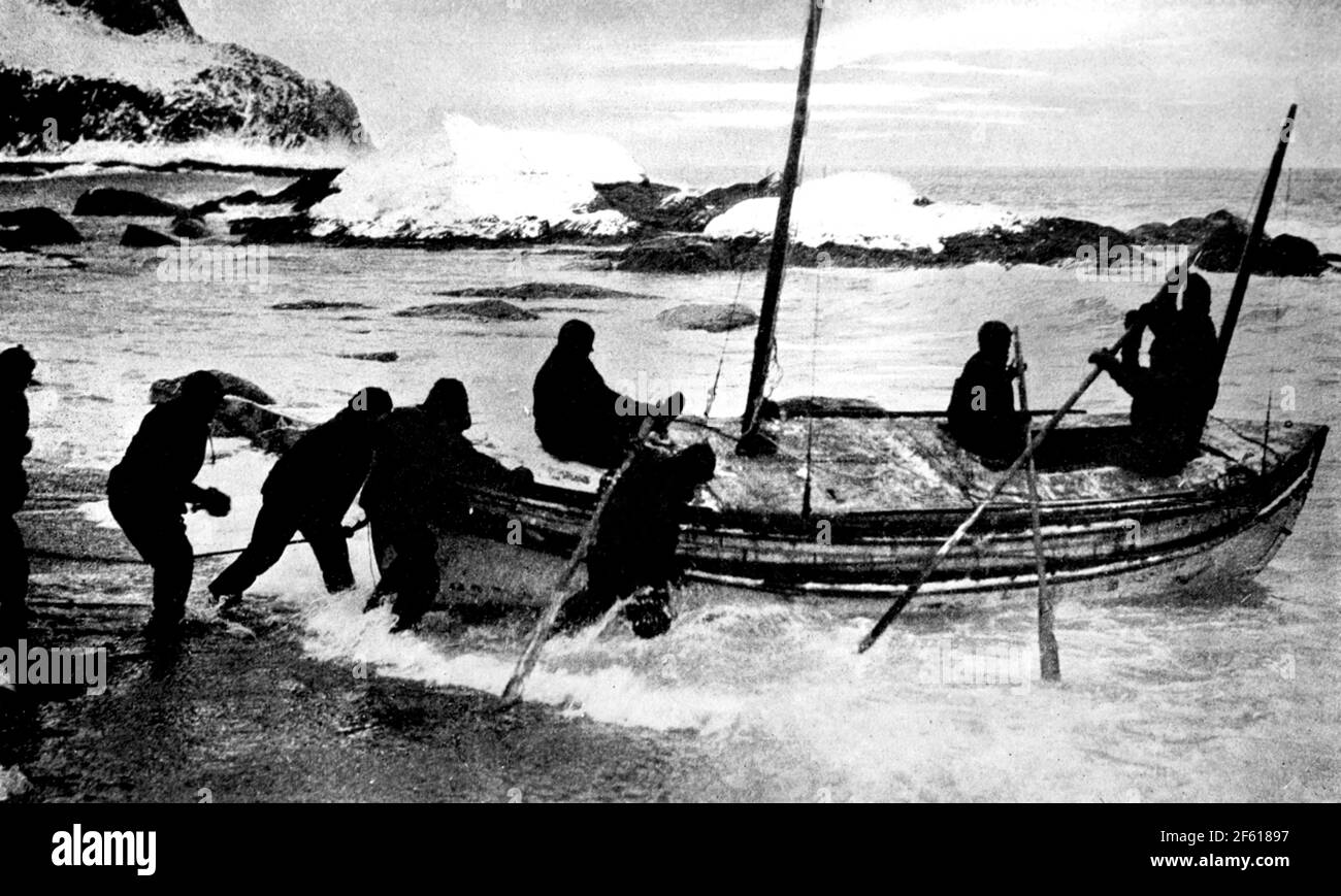 Lancio di James Caird, 1916 Foto Stock