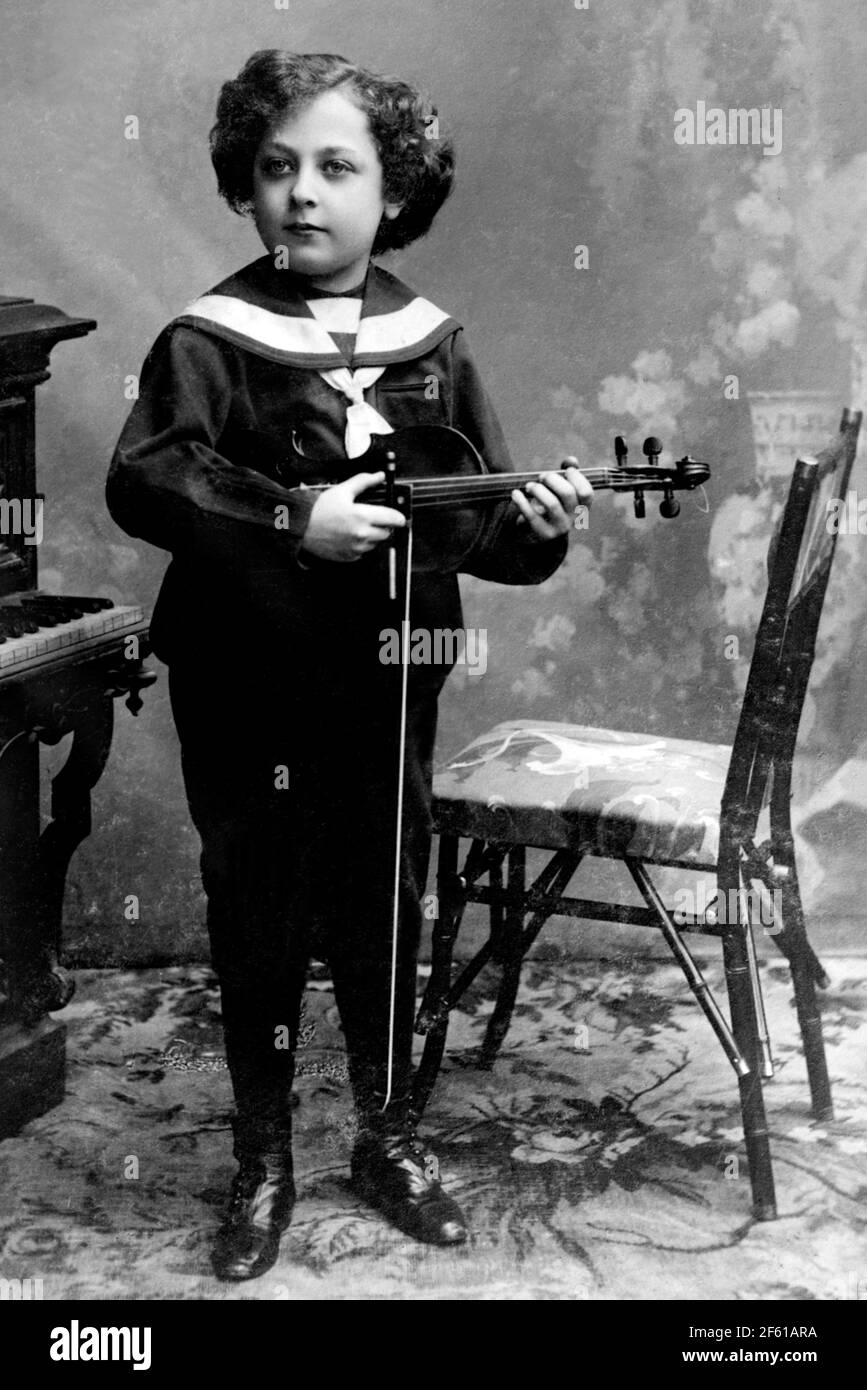 Giovane Jascha Heifetz, Prodigy bambino Foto Stock