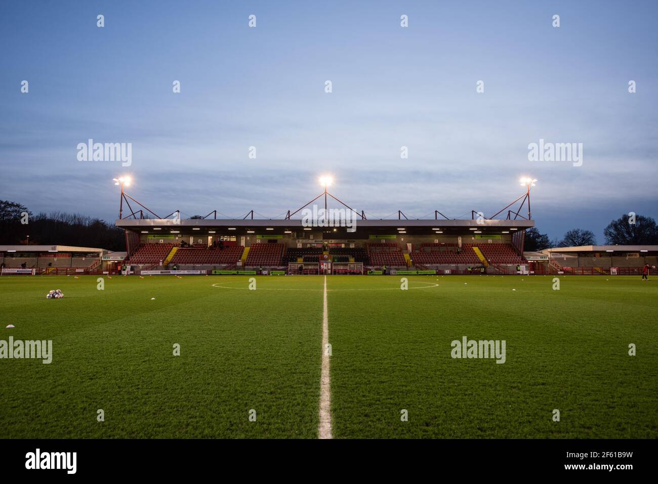Il Broadfield Stadium (il People's Pension Stadium). Crawley Town FC. Foto Stock