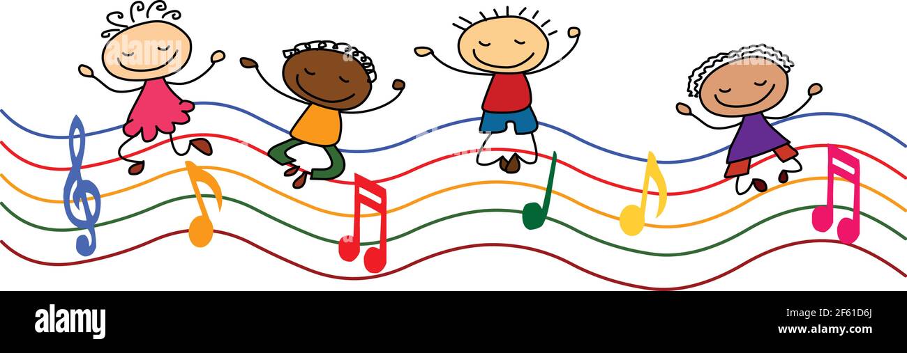 Musica bambini con note musicali illustrazione vettoriale isolato su bianco  sfondo Immagine e Vettoriale - Alamy