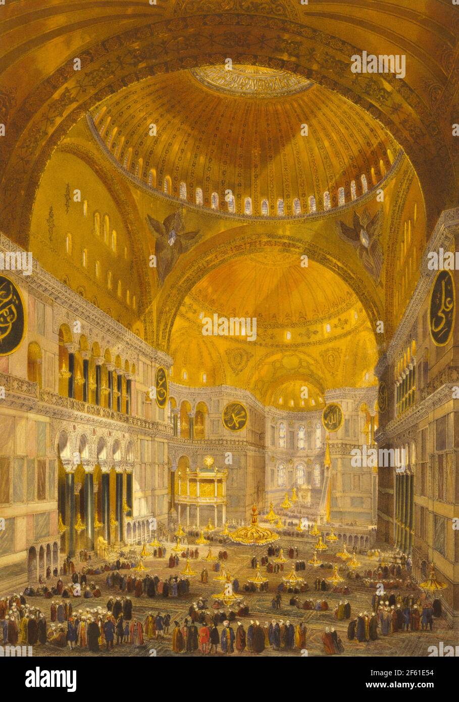 Interno di Hagia Sophia, Istanbul, Turchia, 1852 Foto Stock