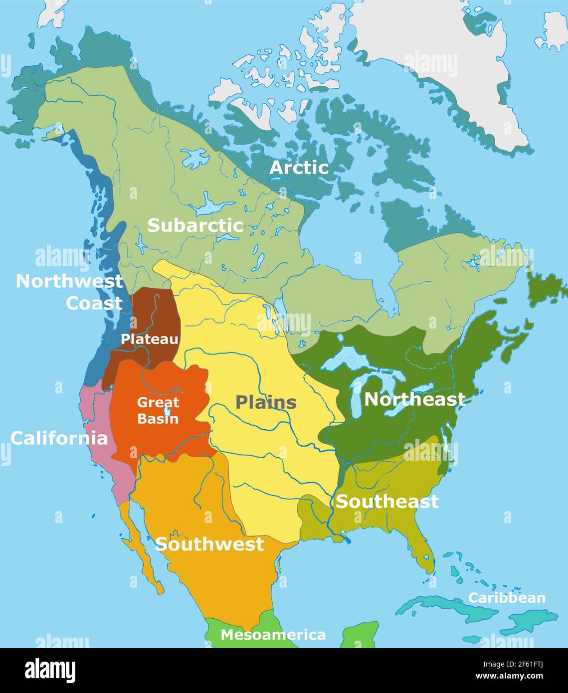 Popolazioni indigene, carta Regionale, Alfred Kroeber Foto Stock