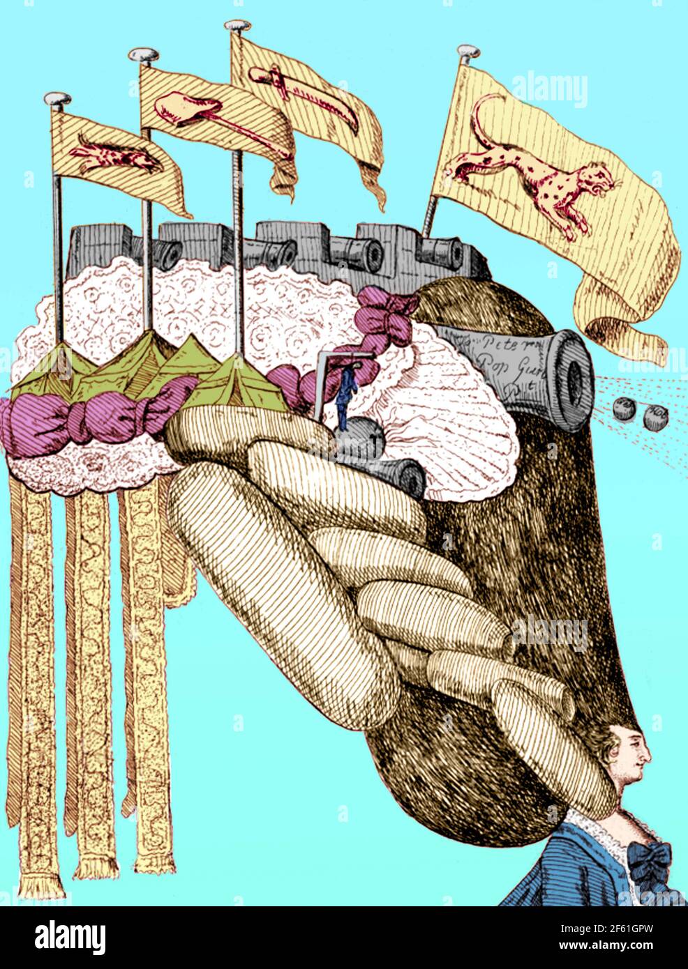 Fort Moultrie, elaborare acconciatura, parrucca, 1776 Foto Stock