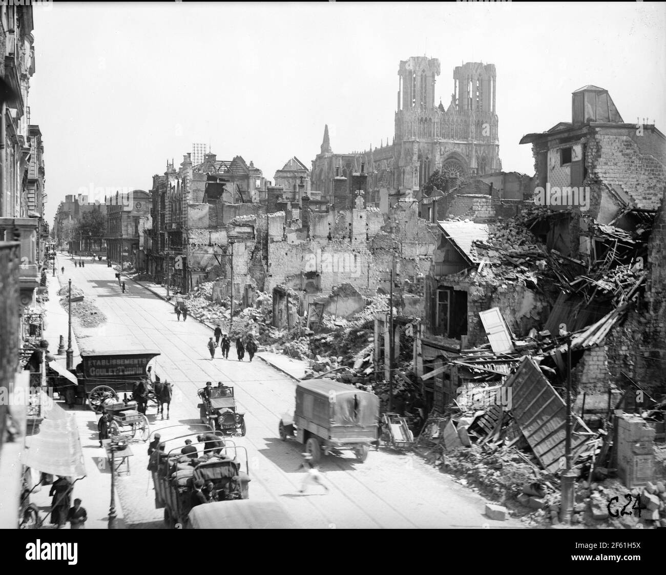 Reims post-guerra, Francia, 1919 Foto Stock
