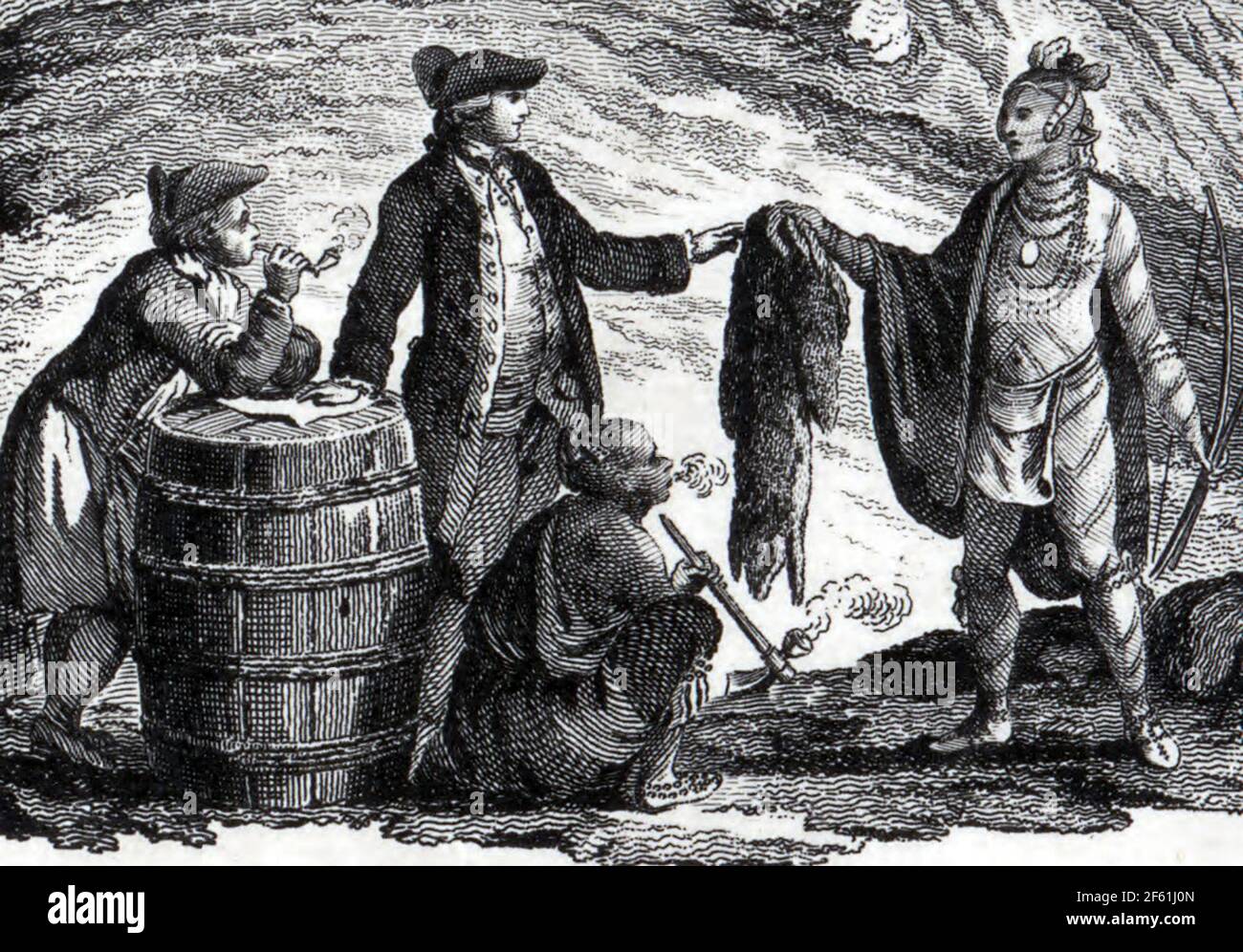 Fur Traders e nativi americani, 1777 Foto Stock