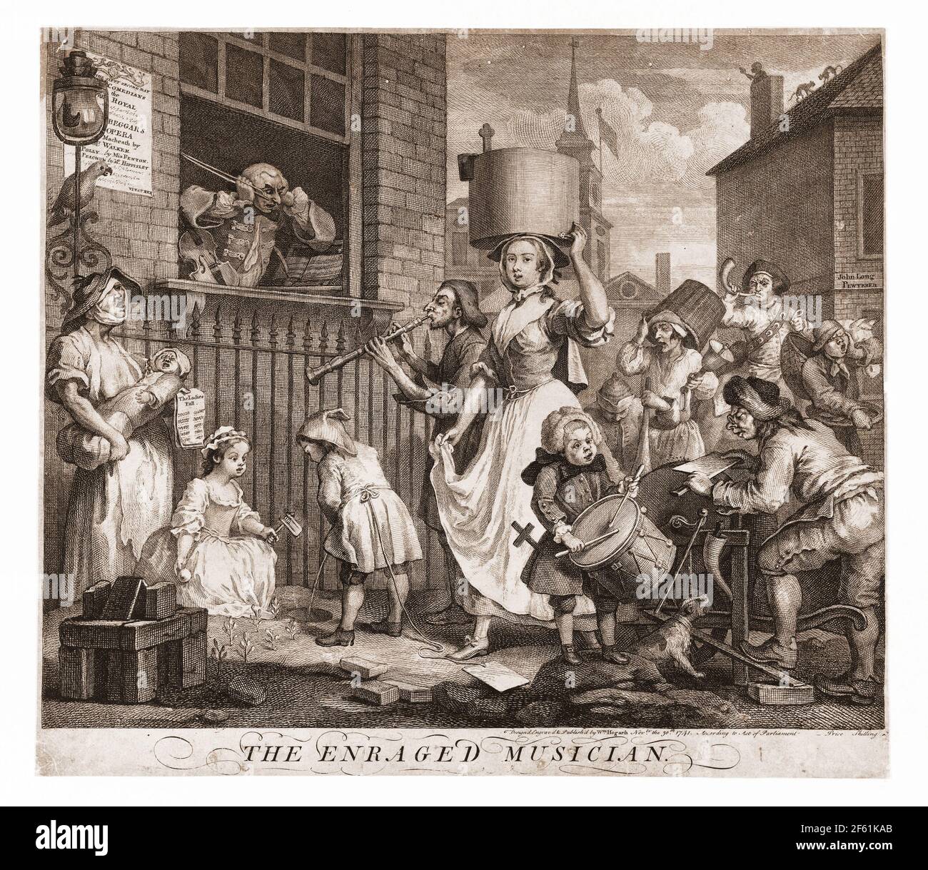 Il musiciano infuriato, 1741, Hogarth Foto Stock