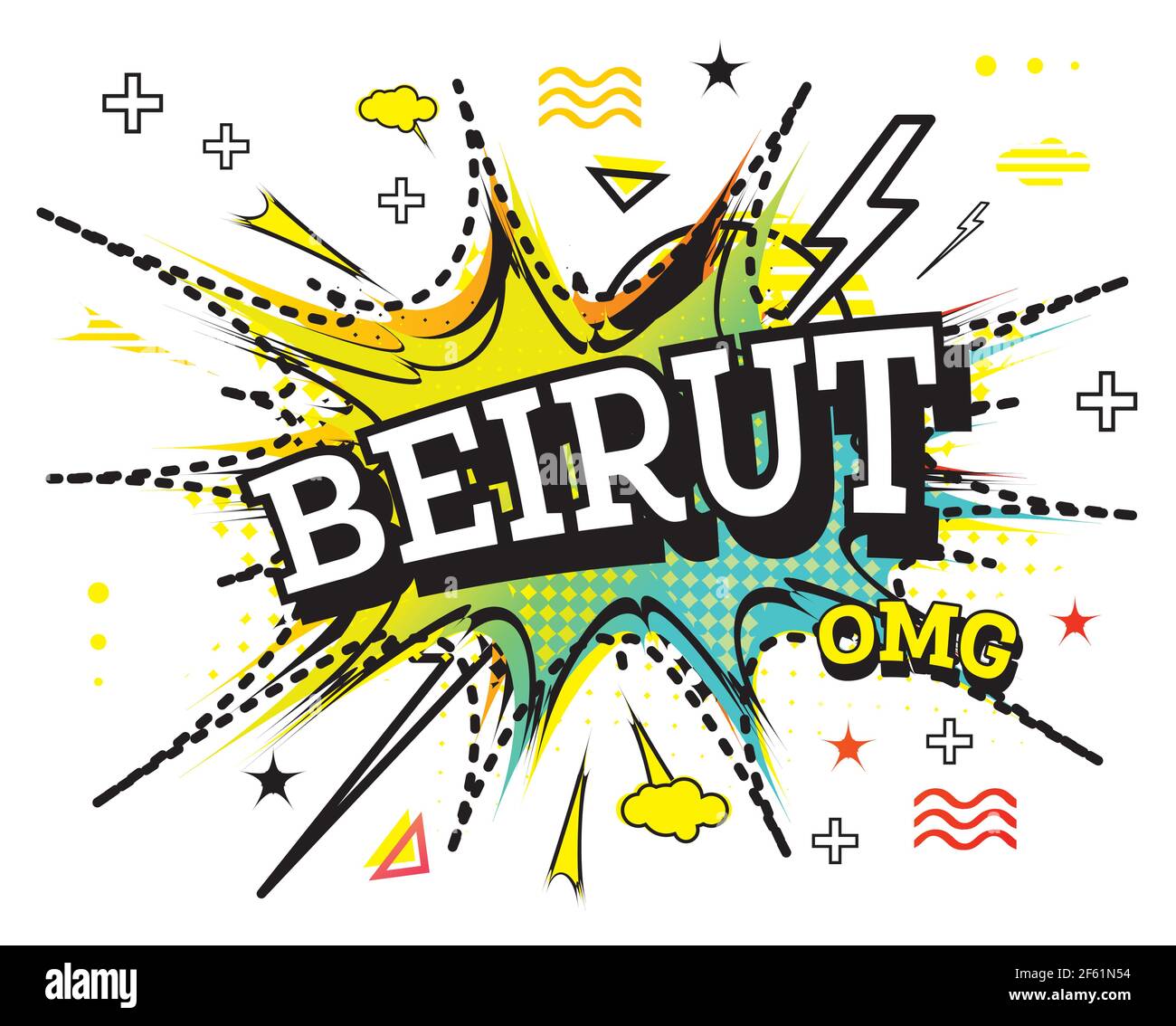 Beirut Comic Text in stile Pop Art isolato su sfondo bianco. Illustrazione vettoriale. Illustrazione Vettoriale