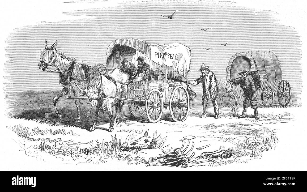 Crossing the Plains, Colorado Gold Rush, 1859 Foto Stock