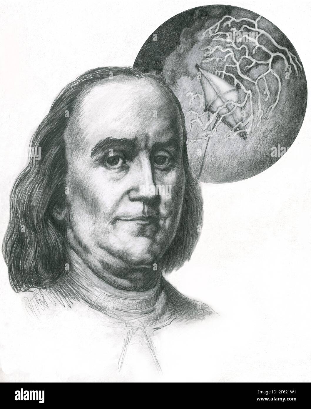 Benjamin Franklin, statista americano Foto Stock