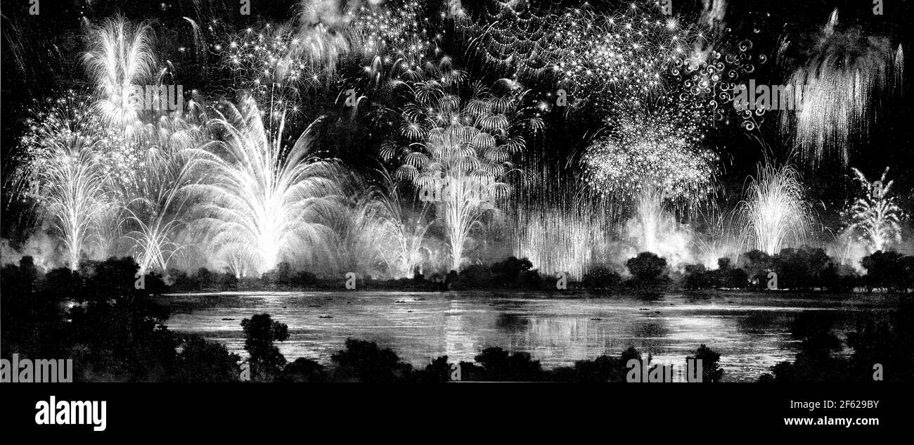 Fuochi d'artificio a Hyde Park, 1919 Foto Stock