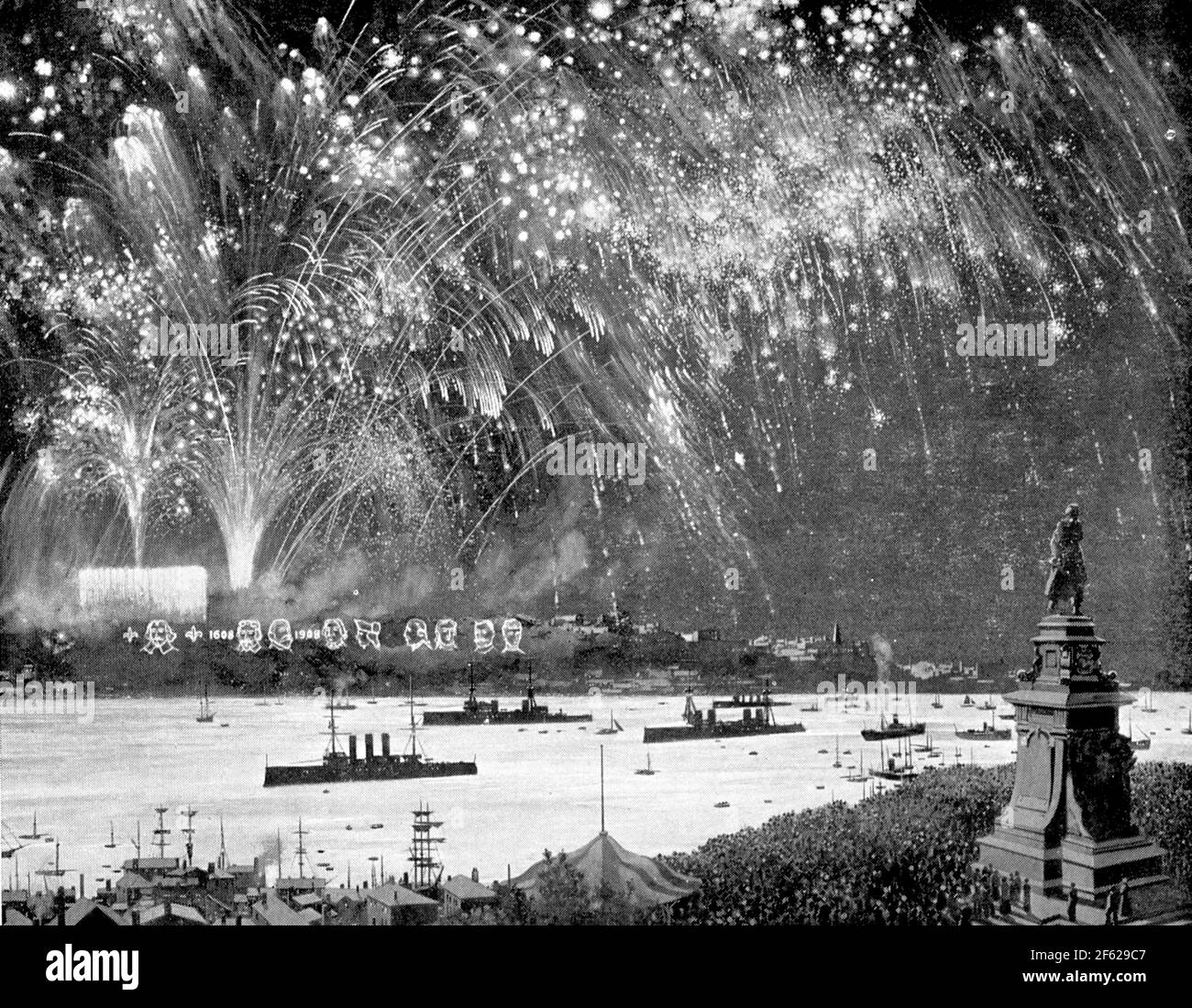Fuochi d'artificio per Québec Tercentenario, 1908 Foto Stock