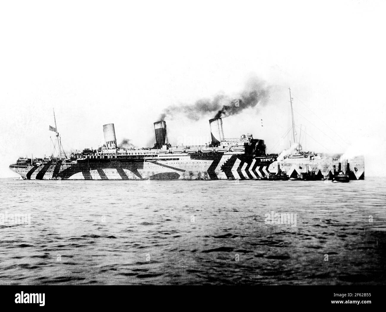 WWI, USS Leviathan, Dazzle Camouflage, 1918 Foto Stock