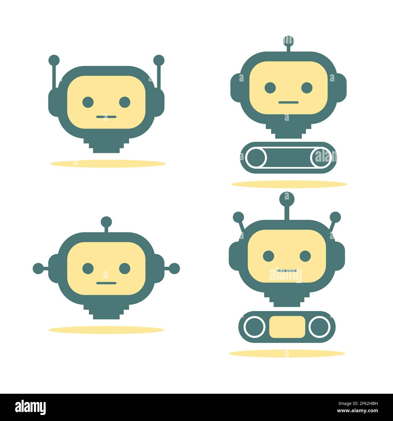 set di immagini vettoriali in metallo del robot Illustrazione Vettoriale