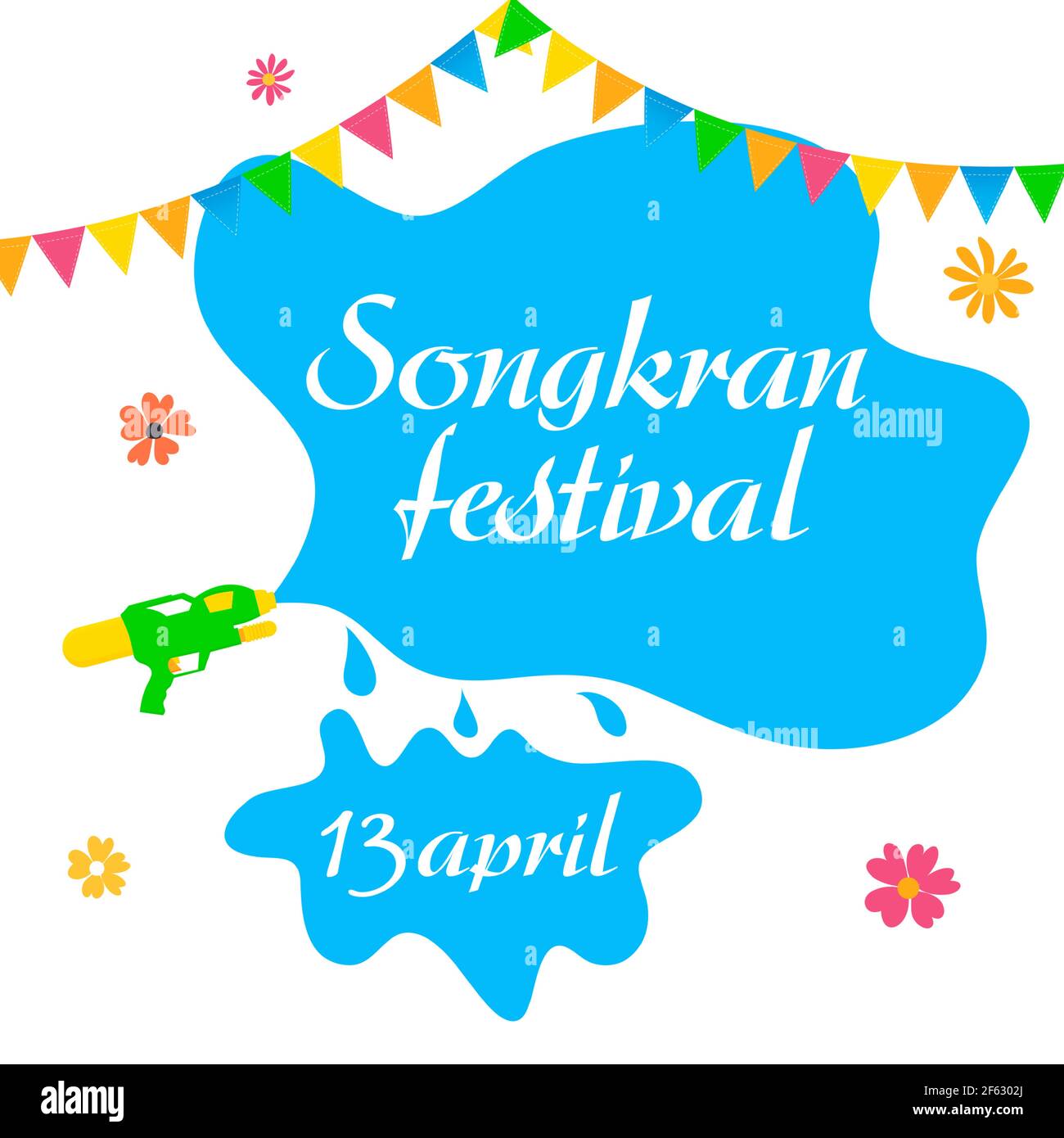 Songkran thailandia festa d'acqua bandiera per il festival estivo. Cultura nazionale tailandese. Illustrazione vettoriale EPS10 Illustrazione Vettoriale