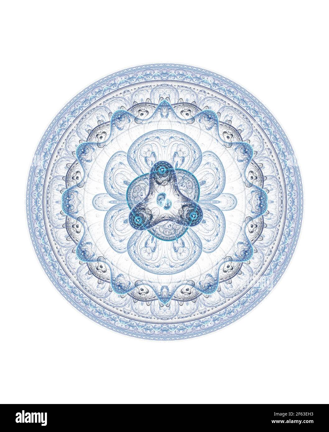 Mandala frattale su sfondo. Pazzi frattali astratti con pattern caleidoscopico Foto Stock