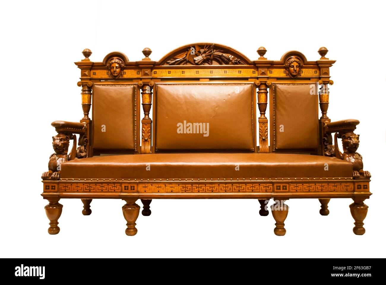 Il divano in stile rinascimentale-revival del 1850-1880 Foto Stock