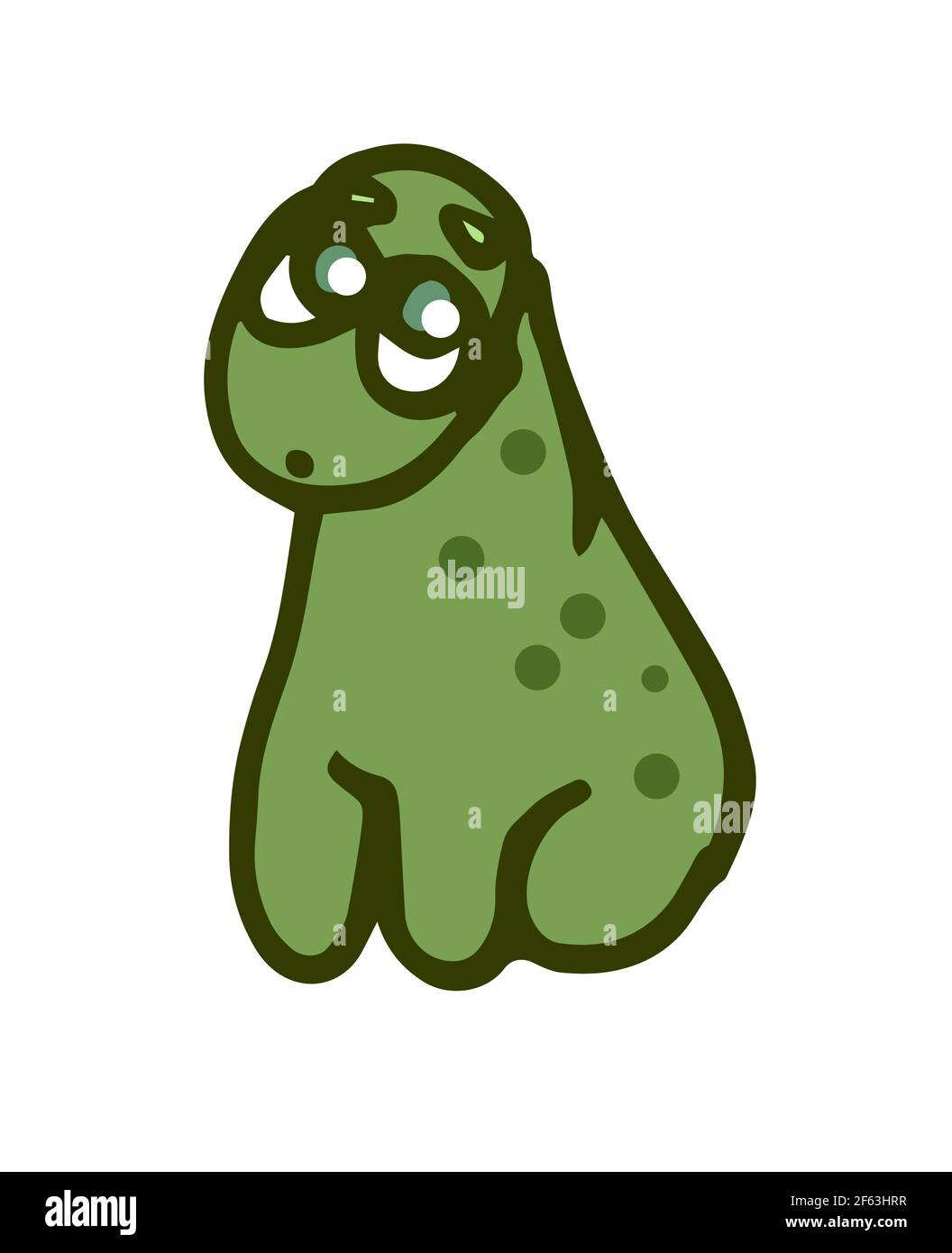 Simpatico dinosauro divertente. Illustrazione di Dino. Stile di schizzo cartoon. Disegno di contorno di mano di animale. Vettore Illustrazione Vettoriale