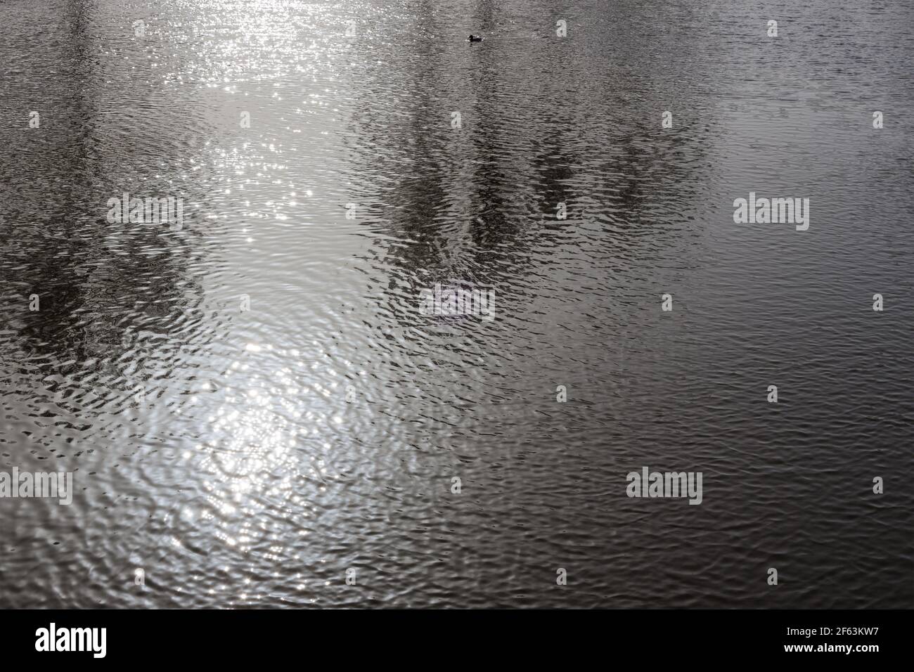 ondulazioni fini sulla superficie dell'acqua nel serbatoio e il riflesso Foto Stock
