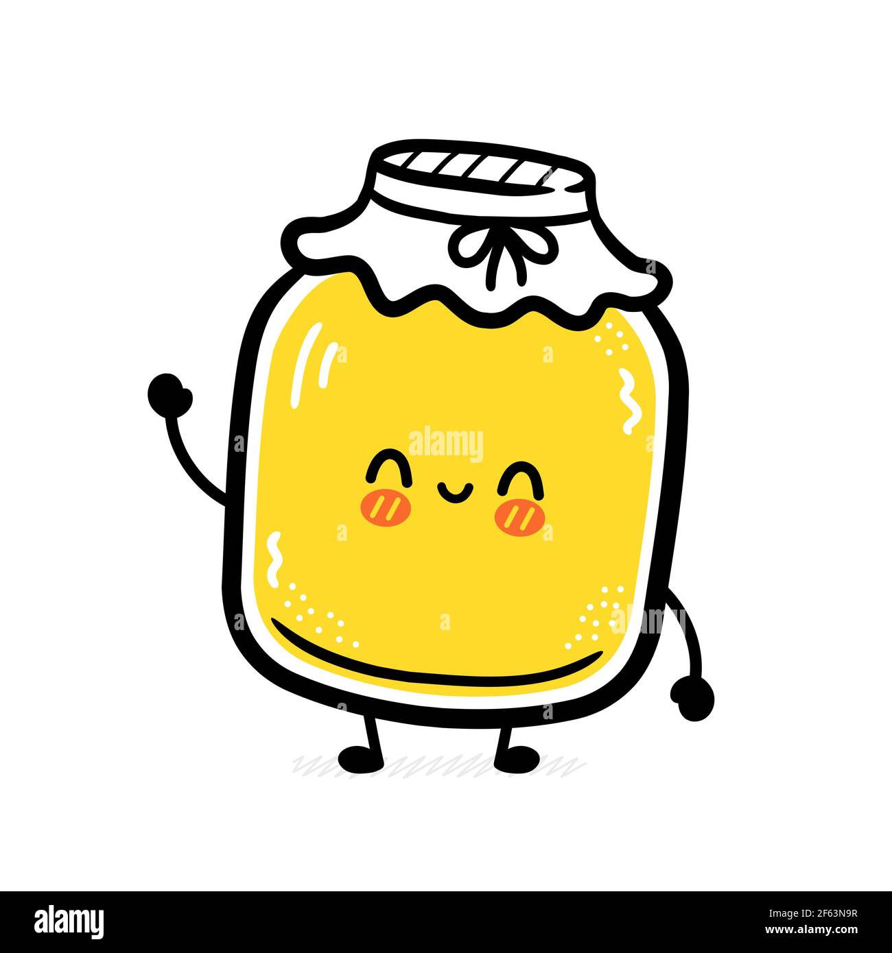 Carino divertente kombucha jar carattere. Icona di illustrazione del carattere kawaii della cartoon vettoriale a linea piatta. Isolato su sfondo bianco. Kombucha Jar Character Concept Illustrazione Vettoriale