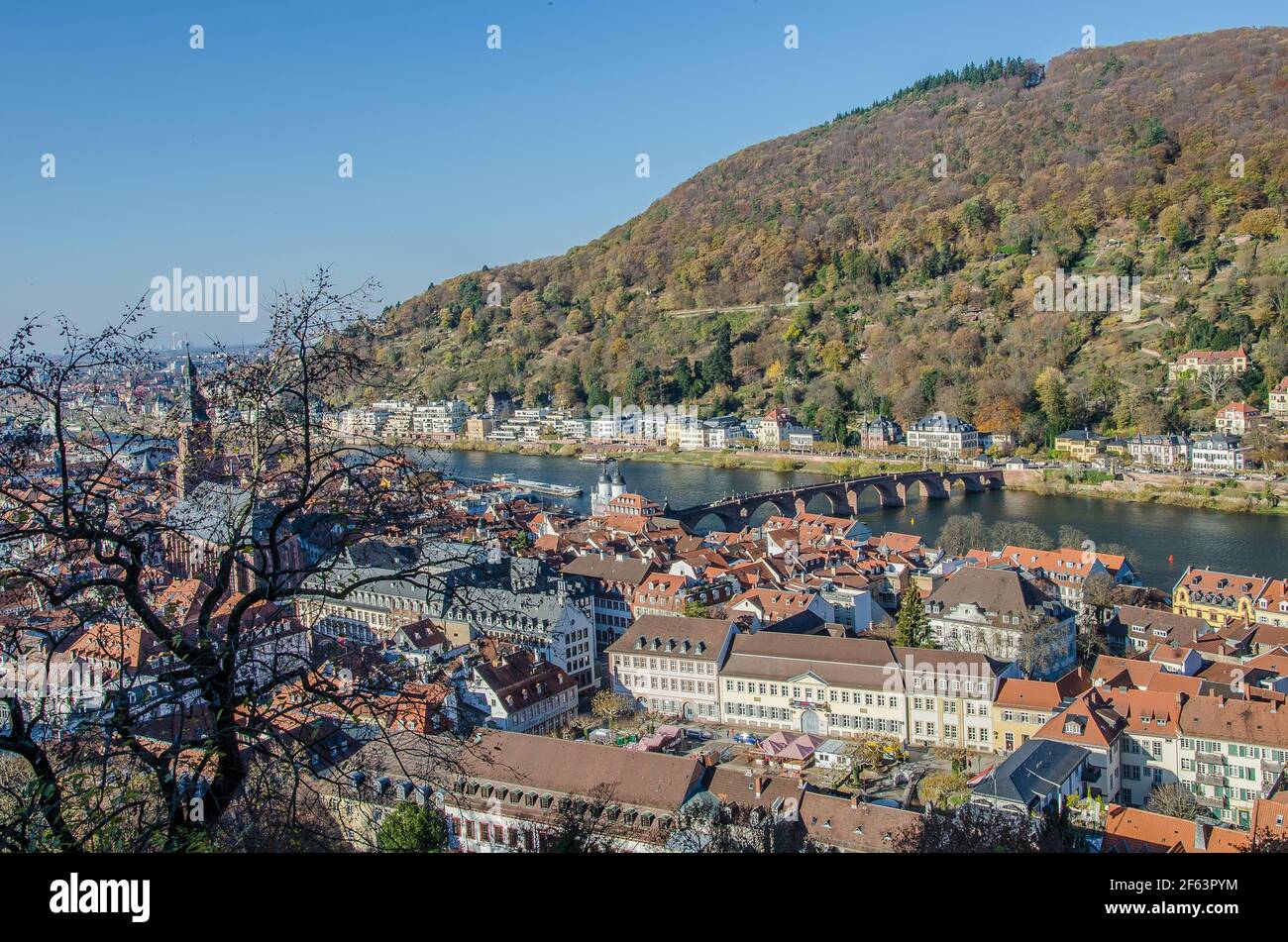 Heidelberg è una città universitaria dello stato tedesco del Baden-Württemberg, situata sul fiume Neckar, nella Germania sud-occidentale. Foto Stock