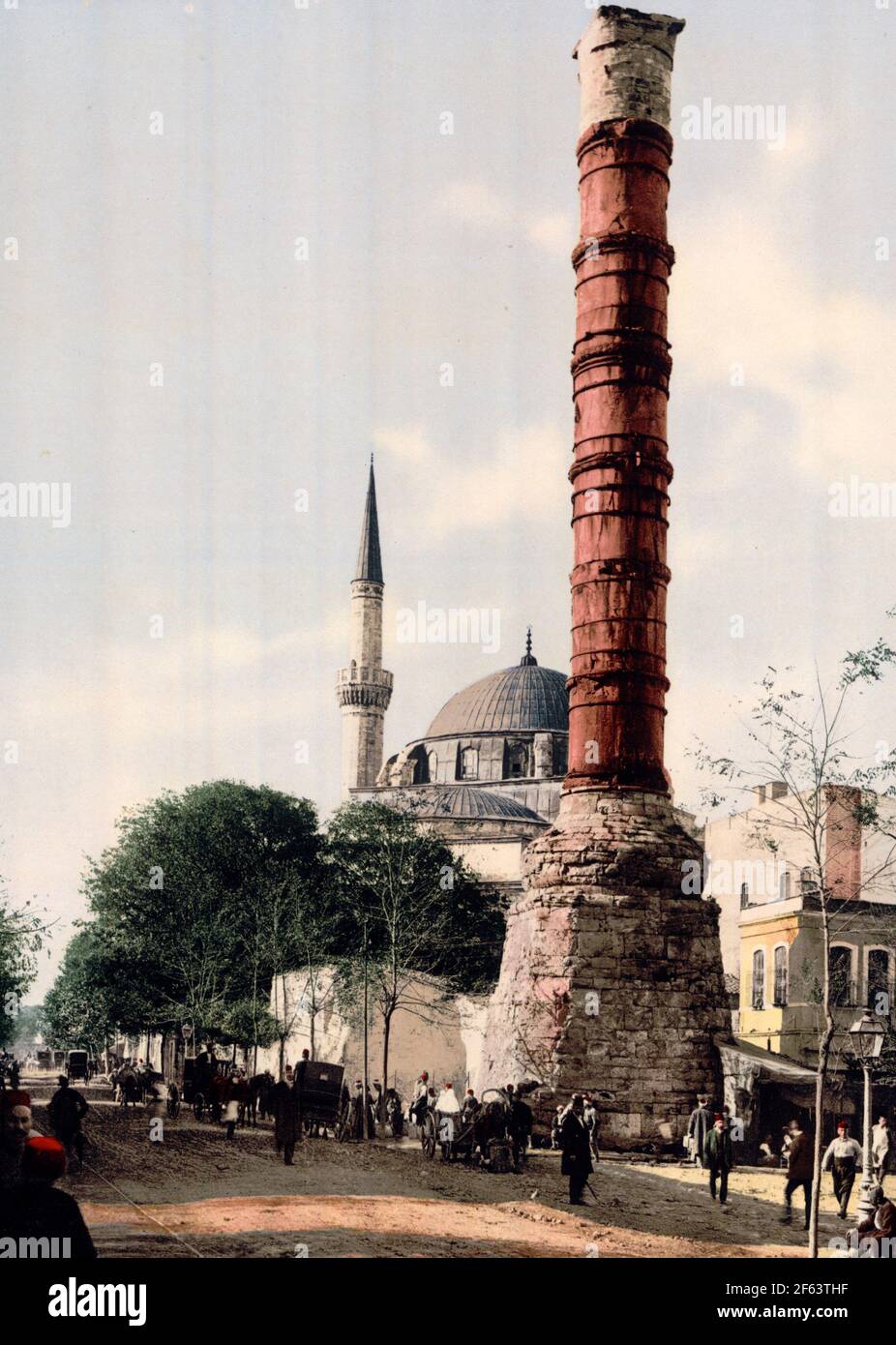 La colonna bruciata, Costantinopoli, Turchia, circa 1900 Foto Stock