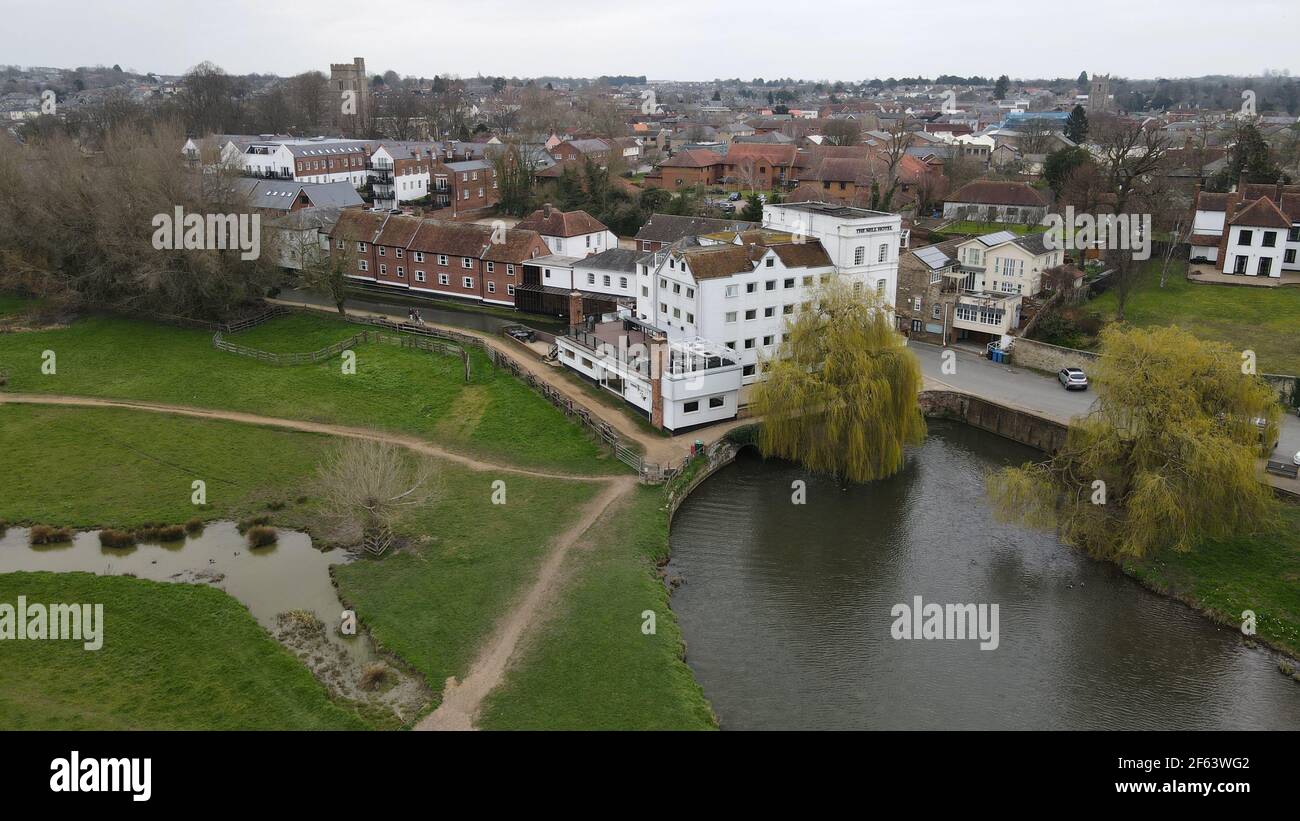 The Mill Hotel Sudbury Suffolk UK immagine aerea Foto Stock