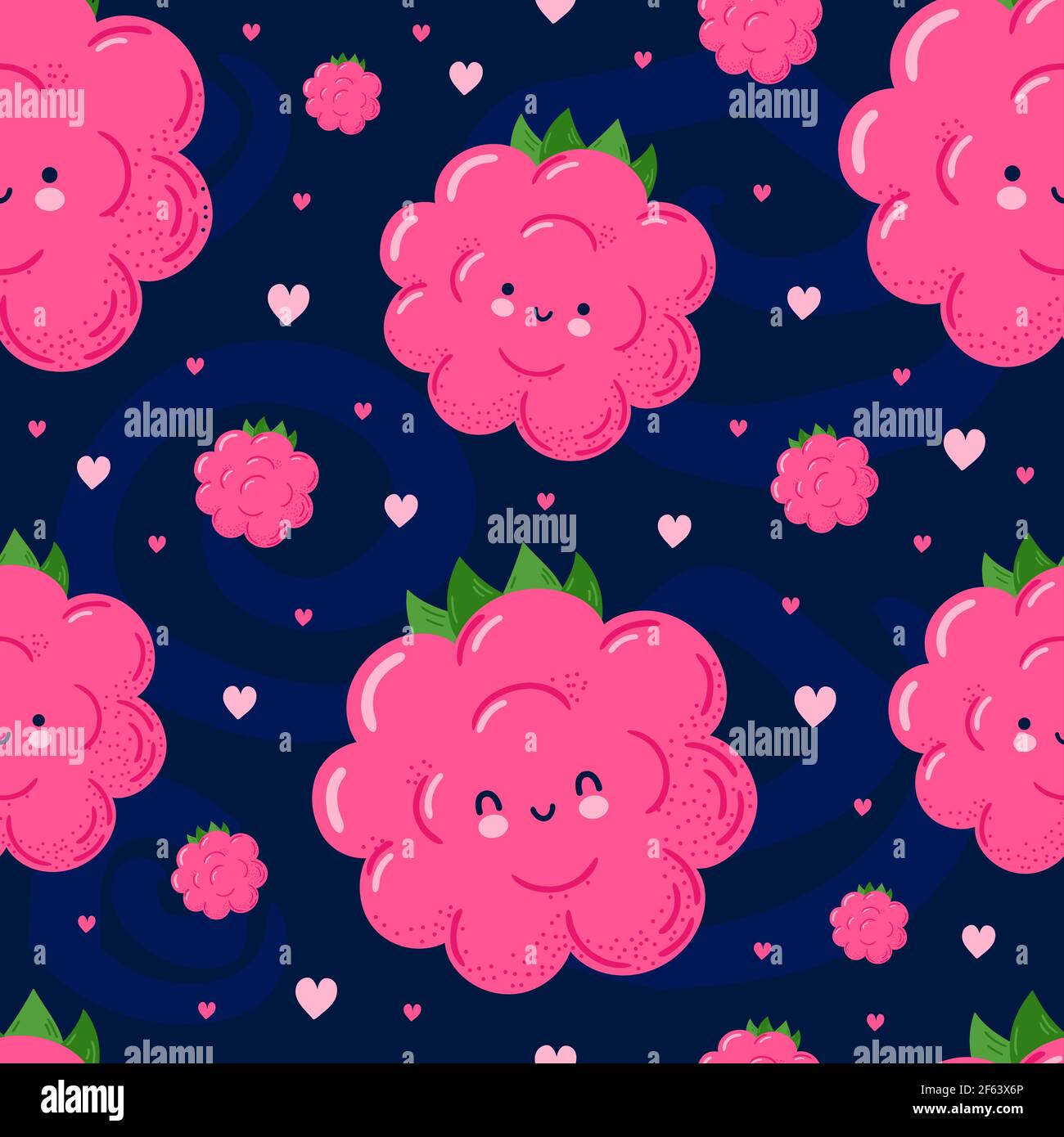 cuore, amore, sorriso, felice, carattere, carino, cartone animato, doodle, disegnato a mano, kawaii, divertente, occhi, vitamina, bambini, bambino, viso, bello, bambini, delizia, botanica, dolce, sfondo, cibo, senza giunture, lampone, estate, modello, sano, natura, frutta, carta da parati, illustrazione, texture, naturale, vettore, berry, design, grafica, gustoso, dessert, organico, rosa, pianta, fresco, sfondo, vendemmia, vegetariana, succosa, dieta, nutrizione Illustrazione Vettoriale