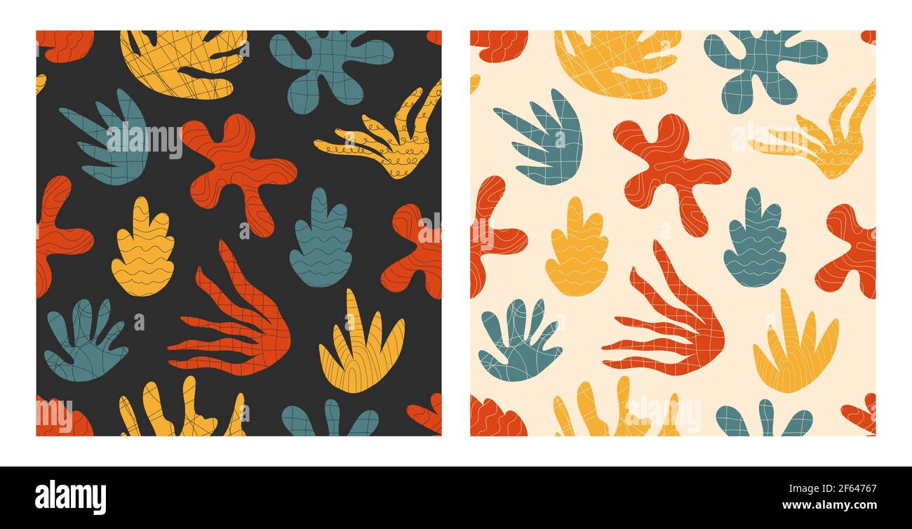 Fascio di motivi astratti con forme naturali. Illustrazione Vettoriale