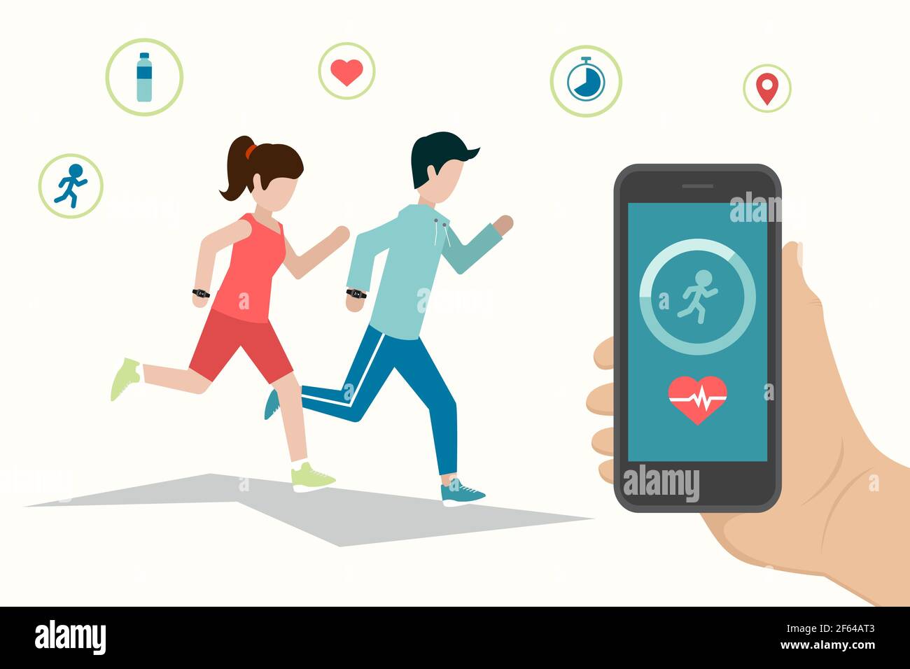 Tecnologia indossabile per il monitoraggio di fitness, corsa e sport all'aperto. Illustrazione vettoriale Illustrazione Vettoriale