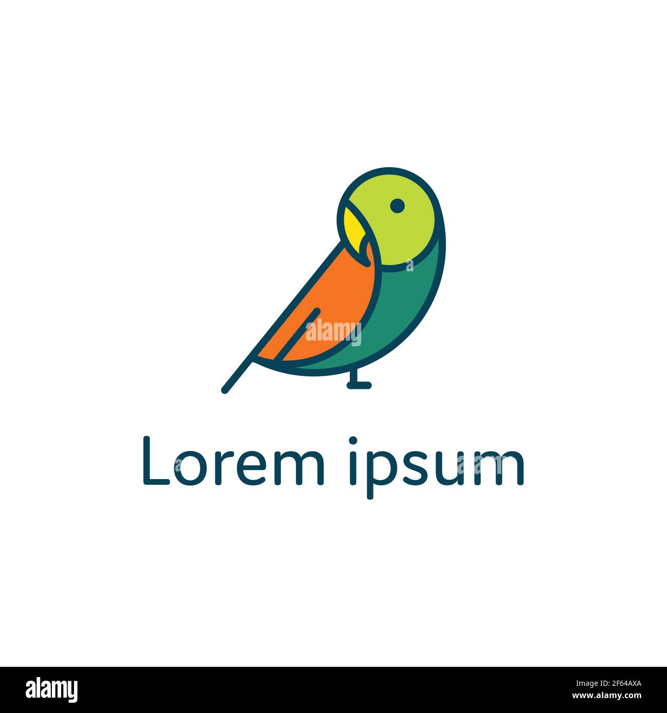 design piatto con logo a uccelli colorati Illustrazione Vettoriale