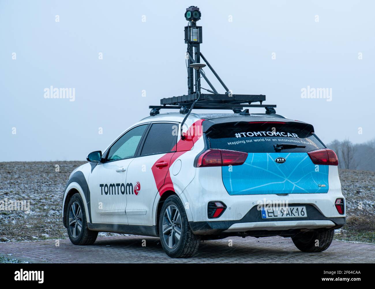 Kia Niro w zabudowie specjalistycznej dla firmy TomTom Foto Stock