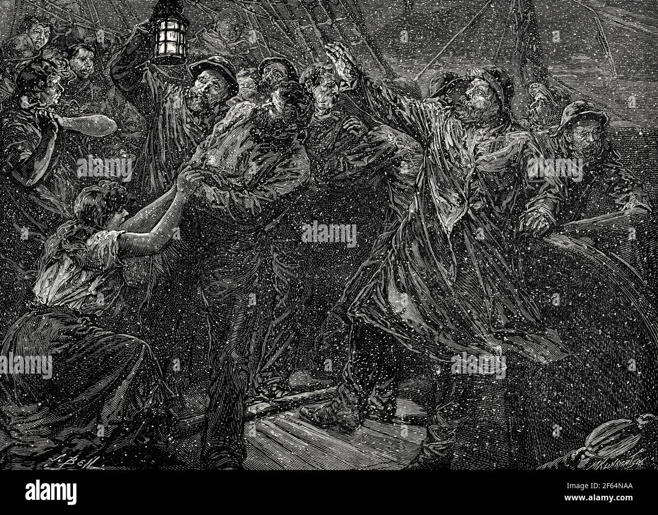 L'affondamento della Regina Vittoria SS durante una tempesta di neve a Howth Head, 15 febbraio 1853 Foto Stock