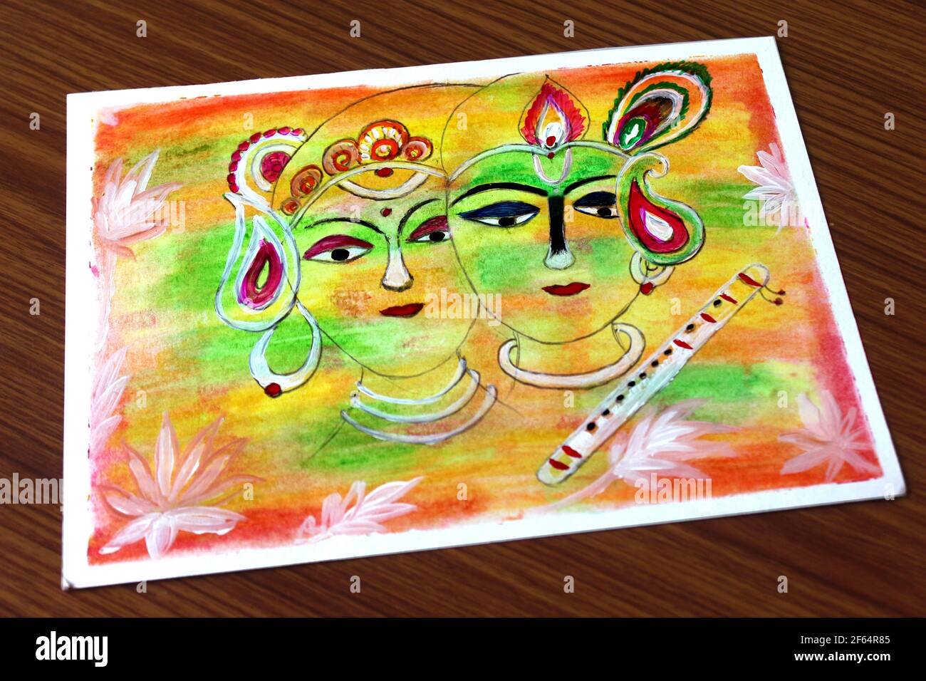 Dio indiano Radha krishna Holi festival pittura astratta Arte, arte indiana sfondo, fuoco selettivo Foto Stock