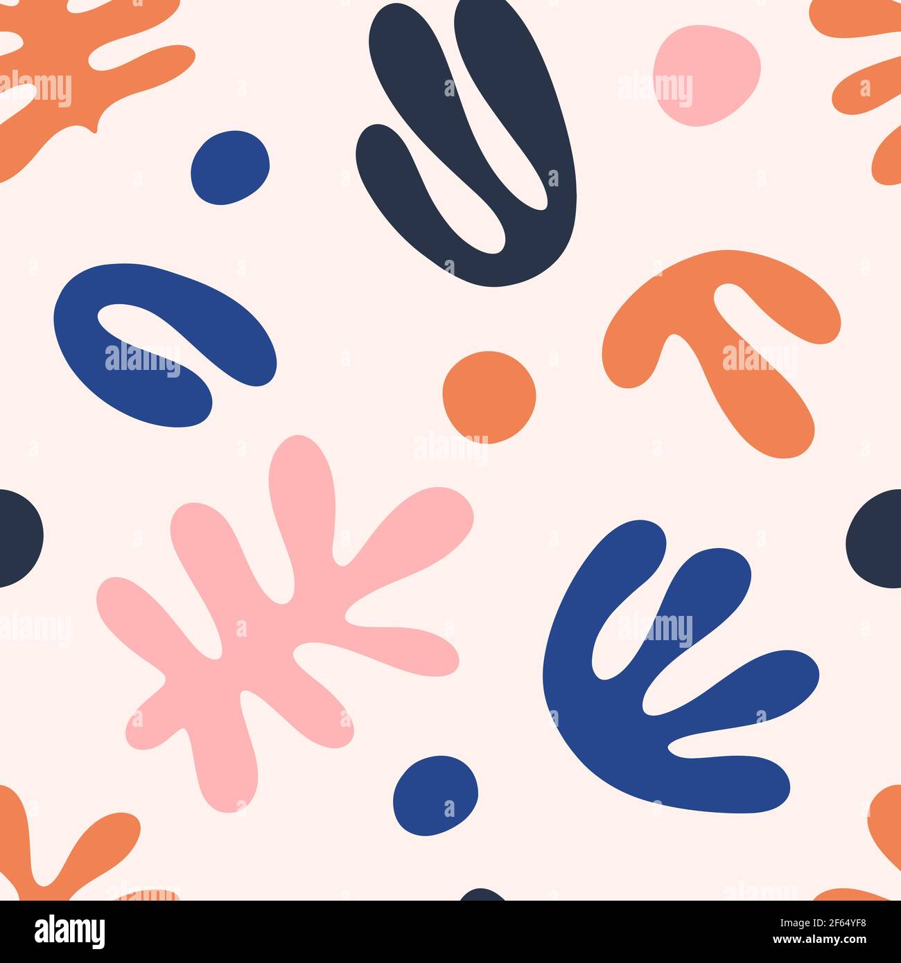 Matisse astratta forme organiche modello senza giunture. Illustrazione vettoriale contemporanea disegnata a mano. Illustrazione Vettoriale