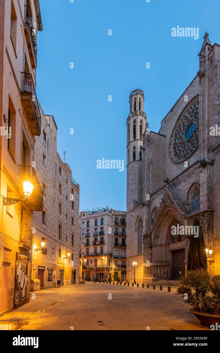 Santa Maria del Mar, Barcellona, Catalogna, Spagna Foto Stock