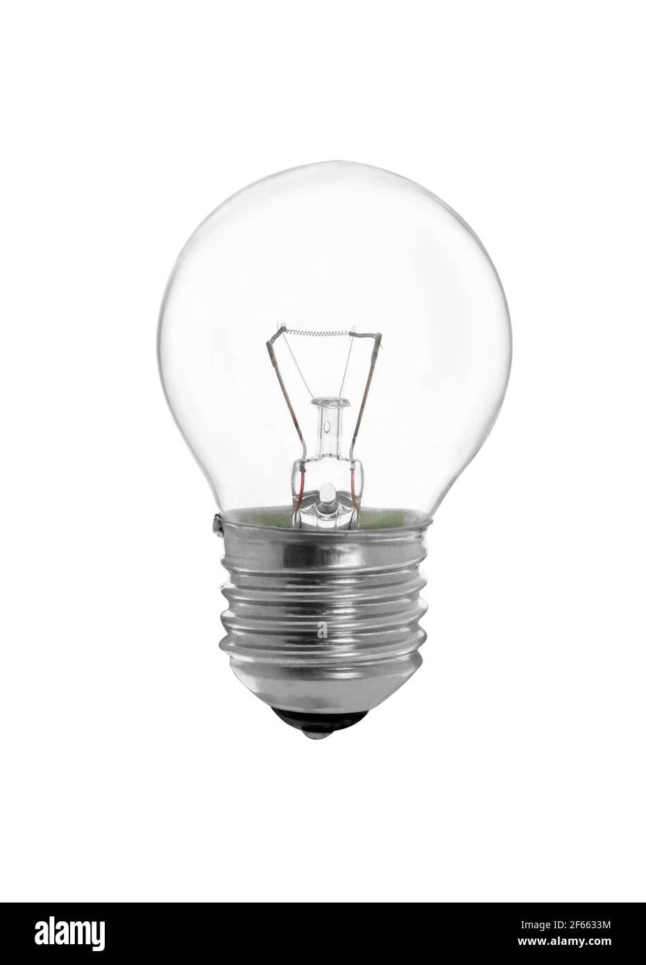 Lampada a incandescenza isolata su sfondo bianco. Lampadine a incandescenza, lampadina al tungsteno. Foto Stock