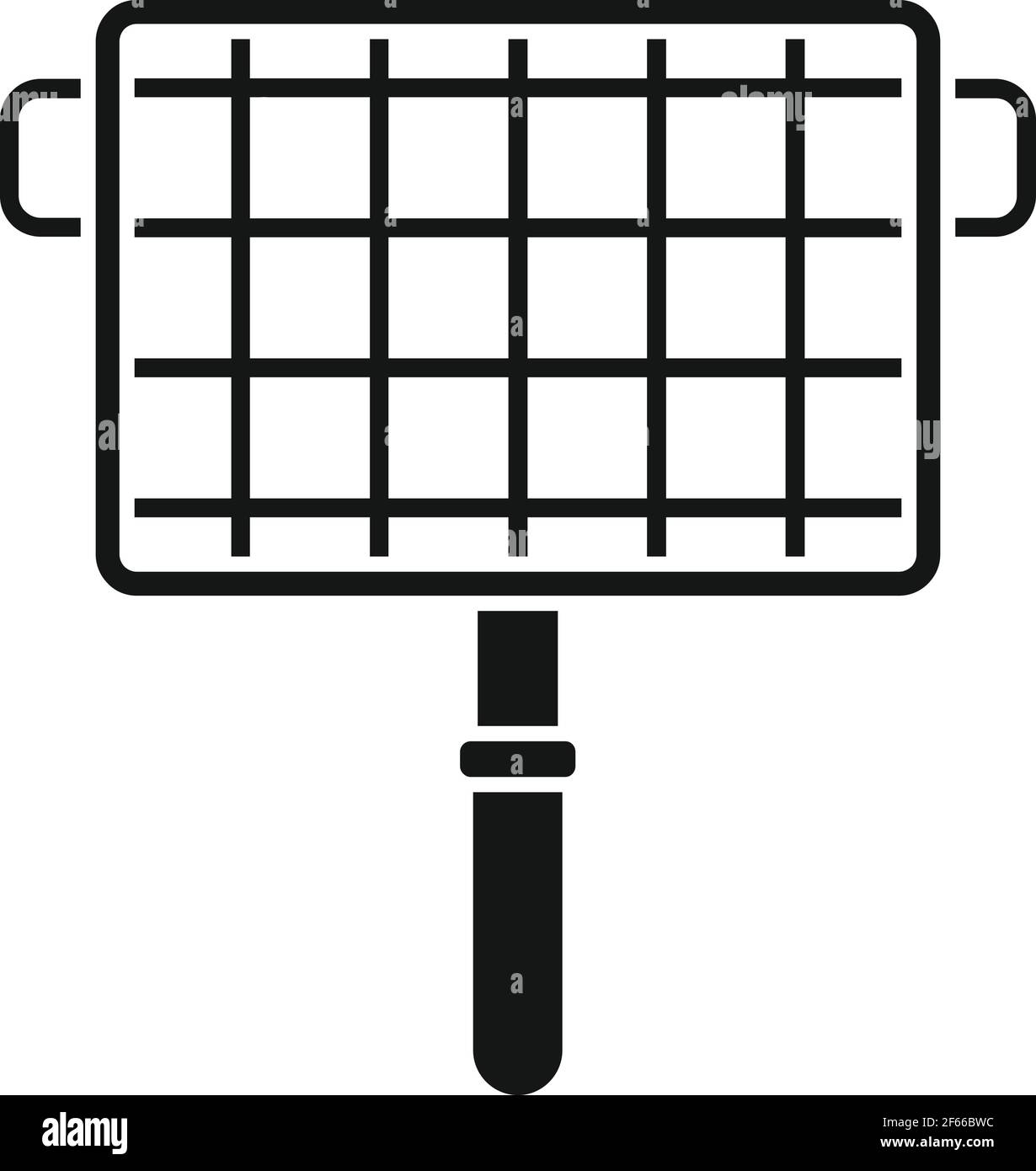 Icona a rete con manico per barbecue, stile semplice Illustrazione Vettoriale