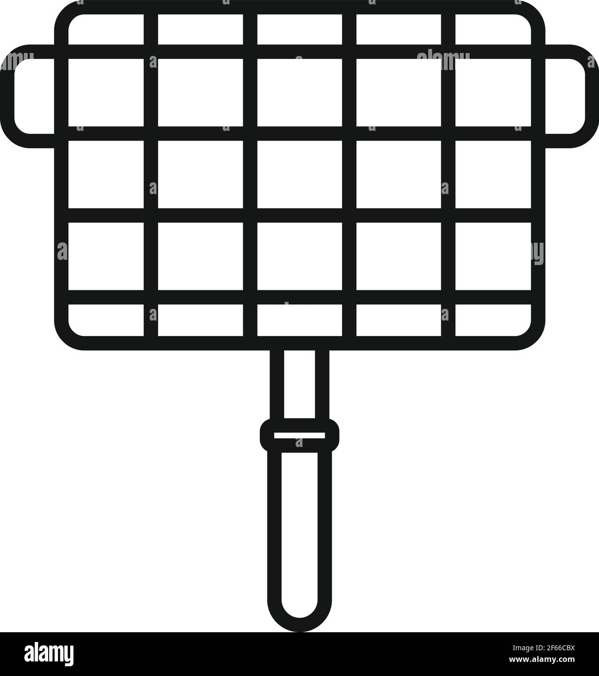 Icona a rete con manico per barbecue, stile contorno Illustrazione Vettoriale